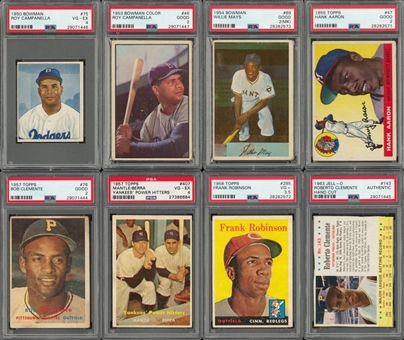1950-1966 Topps, Bowman and Jello Hall of Famers PSA-Graded Collection (9 Different) Including Mantle and Mays